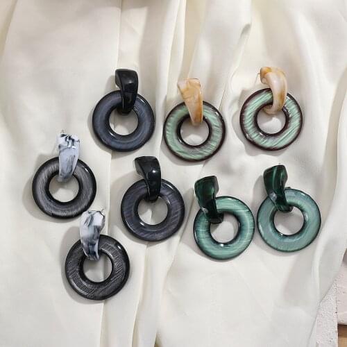 Lifefontier Korean Colorful Resin Acrylic Drop Earrings for Women Fashion Round Statement Round Earrings Female Jewelry Gifts