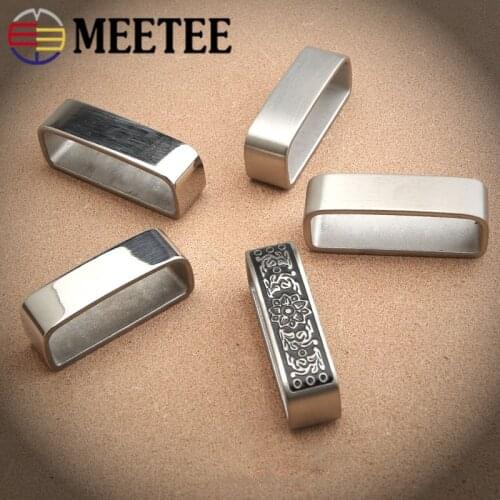 Meetee 2pcs ID35mm/ID40mm Stainless Steel Belts Loop Activity Belt Rings Buckle Leathercrafts Band O Ring Loops Clasp Accessory