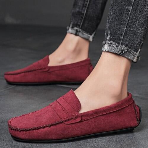 Designer Shoes Men Slip-On Leather Shoes Casual Male Shoes Adult Red Driving Moccasin Soft Non-slip Loafers Zapatos De Hombre