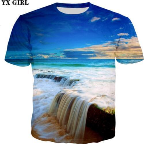 YX GIRL 2018 New Fashion Mens 3d t-shirt Ocean / beach / Galaxy Printed T Shirts Unisex-Adult Cool casual Tee shirs