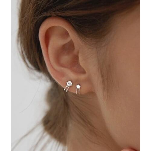 New Trendy Star Clip Earrings Zircon Crystal For Women Non Pierced Simple Korea Fashion Punk Hot Female Student Jewelry BOYULIGE