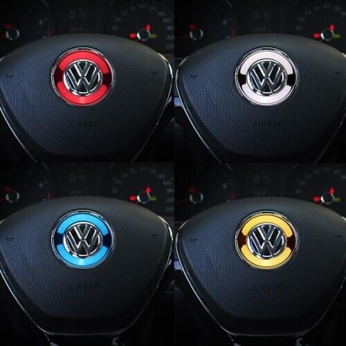 New car styling Car Steering Wheel Center Decoration Ring Shiny circle stickers for Volkswagen VW CADDY TOUAREG GOLF 6 7 MK6