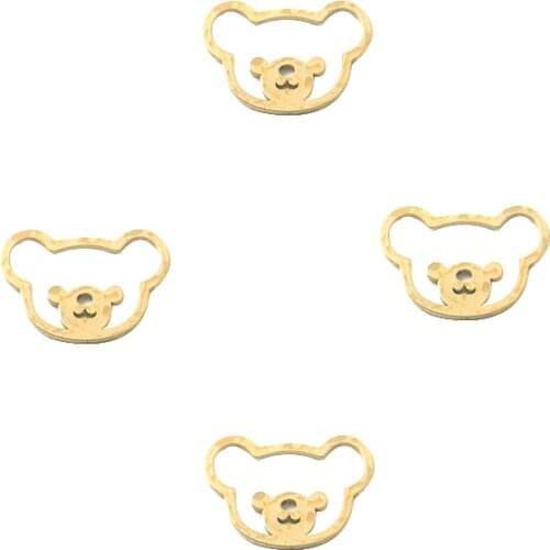 10 pieces of 16.8*12mm original brass plane hollow bear cartoon image earring pendant, suitable for DIY necklace jewelry making