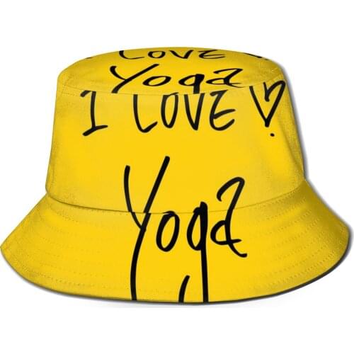 CINESSD New Fishermans Hat Unisex Fashion Bob Cap I Love Yoga Yellow Print Hip Hop Gorros Panama Windproof outdoor Bucket Hat