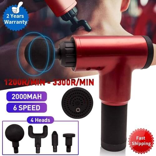 3300r/min 4 Heads 2000mAh Massage Gun Deep Tissue Percussion Muscle Vibrating