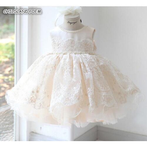Baby Girl Dresses For Party And Wedding Princess Lace Girls Tulle Dress Baptism Christening 1st Birthday Princess Ball Gown