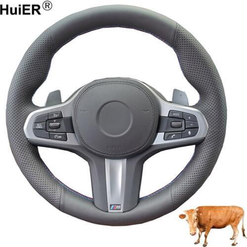 Hand Sewing Car Steering Wheel Cover Top Cow Leather Volant For BMW M Sport G30 G31 G32 G20 G21 G01G02 G05 G14 G15 G16 Stuurhoes