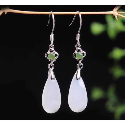 925 Silver Genuine and Tianyu Ear Nail Earrings Jade Ear Nail Drop Womens Gift Certificate