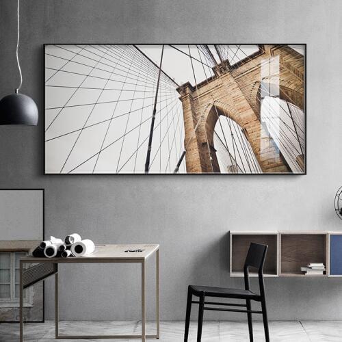 Nordic Black and white geometric building Canvas Prints Posters Wall art Pictures for Living Room Modern Contracted Home Decor