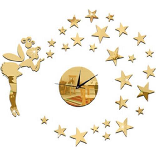 New promotion time-limited led Acrylic wall clock diy fashion mirror fairy moon stickers Modern home decor watch free shipping