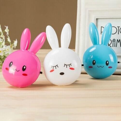 Cartoon Rabbit Shaped LED Light Night Lights Home Children Kids Luminous Bedside Lamp, Plug Switch Energy Saving Night Light