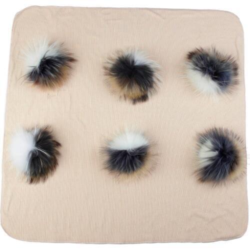 Newborn Baby Warm Cotton Swaddling Blanket Travel Sleeping Bedding Swaddles Wrap With 15cm Triple Color Real Fur Pompom