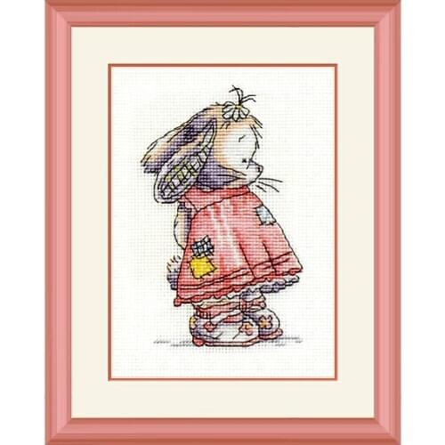 Hand-embroidered Hanging Painting Cross Stitch Kit Precision Printing XT13 Cute Cartoon Little Rabbit Girl Childrens Bedroom