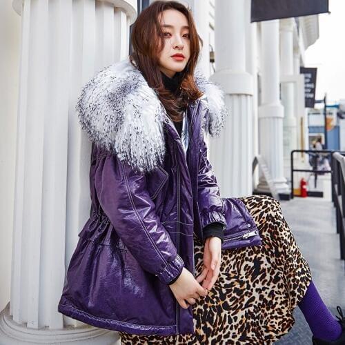 100% Real Sheepskin Coat Women Winter Natural Fur Collar White Duck Down Jacket Female Genuine Leather Jackets Chaqueta SY-11YC