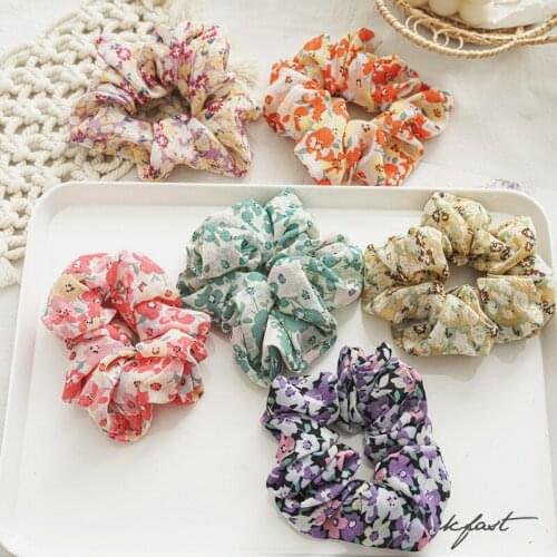 Ruoshui Woman Summer Chiffon Scrunchies Girls Hair Ties Women Hair Accessories Ornaments Elastic Hairband Headwear