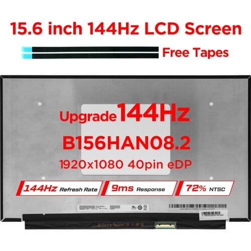 15.6" 144Hz Laptop LCD Screen B156HAN08.2 B156HAN09.2 Fit NV156FHM-NY4 LP156WFG-SPP1 For Lenovo Legion 5-15ARH05 S7-15IMH5 40pin