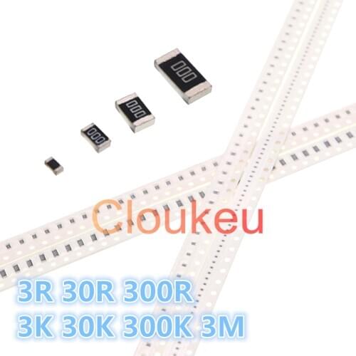 0402 0603 0805 1206 1210 1812 2010 2512 1% 5% Chip Resistor 3R 30R 300R 3K 30K 300K 3M Ohm