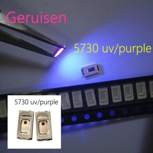100PCS 5630/5730 SMD/SMT UV/PURPLE Color SMD SMT 5730 LED light Chip- (1.8~3.4V / ) 385-415NM