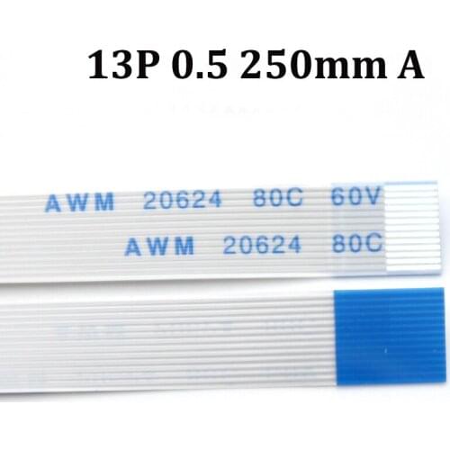 5pcs 13pin FFC FPC flat flexible cable 0.5mm pitch 13 pin A Forward Length 250mm Ribbon Flex Cable AWM 20624 80C 60V VW-1
