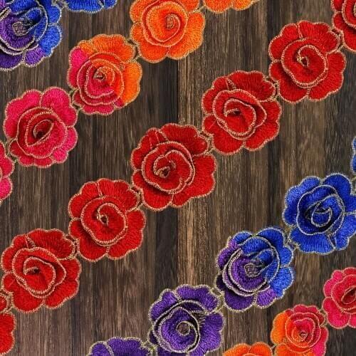 5yards 3D Embroidered Flowers Lace Fabric Trim Sewing Accessories Supplies DIY Clothing Dress Applique Decoration Craft T2719