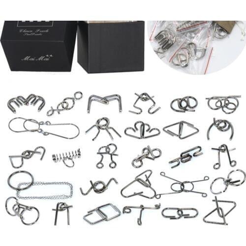9 / 28 / 30 PCS per Set Metal Puzzle Wire Brain teaser Puzzles Game Traditional Educational Toys for Adults Children