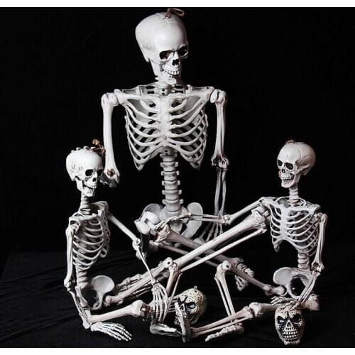 90cm Durable Simulation Humans Skeleton Ornament Halloween Party Bar Haunted House Props Home Skeleton Decoration Prop