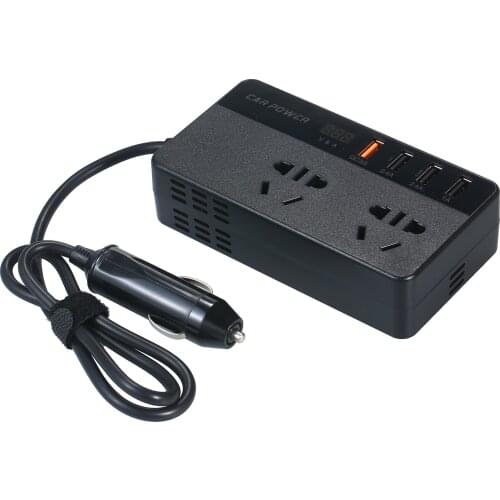 150W Power Inverter DC 12V to AC220V Car Inverter Converter Transformer with USB Port Current Voltage Display AC Outlets QC3.0