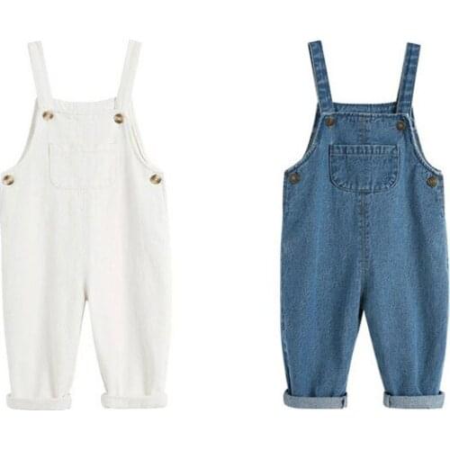 Childrens clothing girls sling spring clothing boys baby new all-match jumpsuits baby denim trousers autumn girls suit