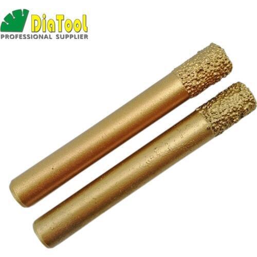 DIATOOL 2PCS CNC Engraving Bits For Stone(8/12mm) Flat-end, Striaght Diamond Burrs, Vacuum Brazed Diamond Carving Bits