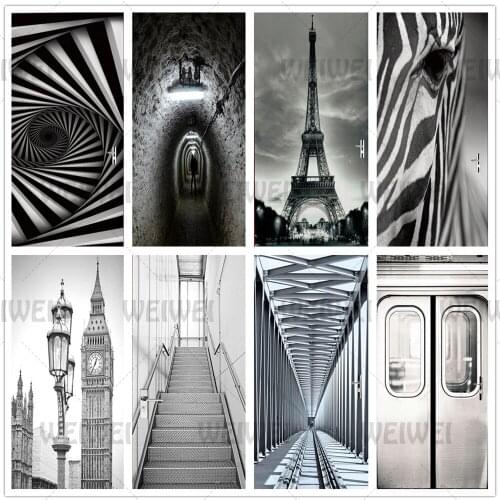 Door Sticker Black and White 3D Mural Pvc Spiral Sight Illusion Self Adhesive Waterproof Wallpaper Decals Living Room Decor