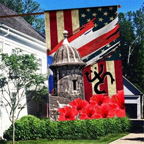 Puerto Rico America Flag 3D Full Printing Garden Flags Hanging House Decoration