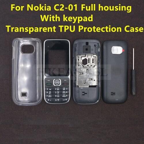 HKFASTEL Cover For Nokia C2 C2-01 Full Housing + English Russian Arabic Hebrew Keypad + TPU Protection Case Tool Tracking Number