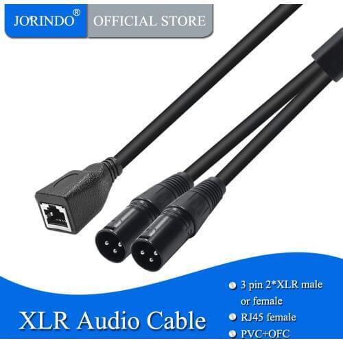 JORINDO 0.5M/1.64FT Dual XLR male to RJ45 female audio cable,Network Interface female to XLR female Audio signal transmission