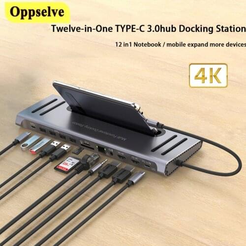 USB C HUB For Macbook Pro Air Type C HUB to 4KHD VGA RJ45 Mini DP 3.5mm Aux Adapter PD Charger For Notebook SD/TF Card Reader