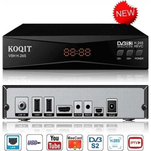 Koqit dvb s2 hevc 265 DVB-S2 Satellite Receiver Satellite Tv Receiver Mirror Screen IPTV Decoder DVB2IP Meecast Box h265 Youtube
