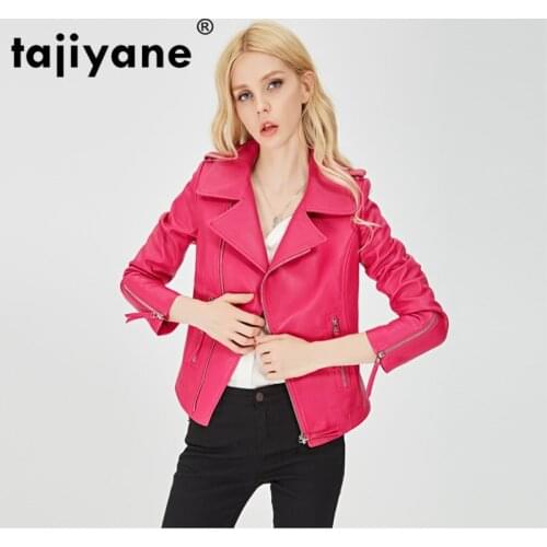 100% Leather Genuine Jacket women Real Leather Jacket Streetwear Womens Coats Pink Jacket Sheepskin Coat Short Coats 153661 PY3