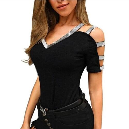 Summer Elegant T-shirt Fashion Short-sleeved V-neck T-shirt Casual Popular Sexy T-shirt Strapless V-neck Short-sleeved T-shirt