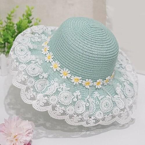 Summer Beach Kid Mother Hat Lace Flower Decoration Breathable Outdoor Travel Holiday Panama Caps Child Girl Hat
