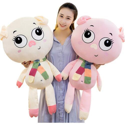 Cute Big Eyes Piggy Plush Toy Soft Cartoon Pig Stuffed Animal Doll Bedroom Baby Sleeping Pillow Sofa Cushion Children Presents
