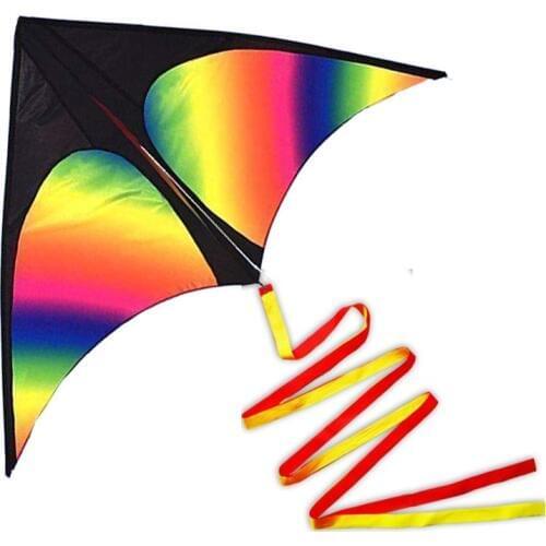 Strong Rainbow kite With Long Colorful Tail!Huge Beginner delta Kites for Kids And Adults 57-Inch Come With String And Handle