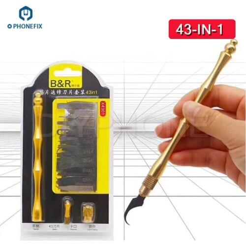 PHONEFIX 43 in 1 IC Chip Remove Tools HDD NAND PCB Motherboard Repair Knife Blade Set for iPhone Repair Samsung Repair