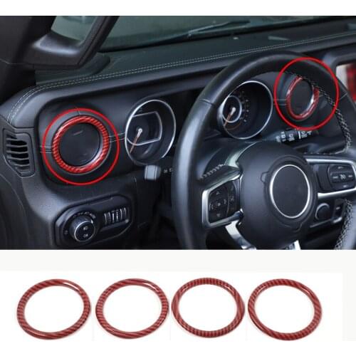 NHAUTP 4Pcs/set ABS Car Interior Decoration For Jeep Wrangler JL Dashboard Air Conditioning Vent Trim Ring 2018