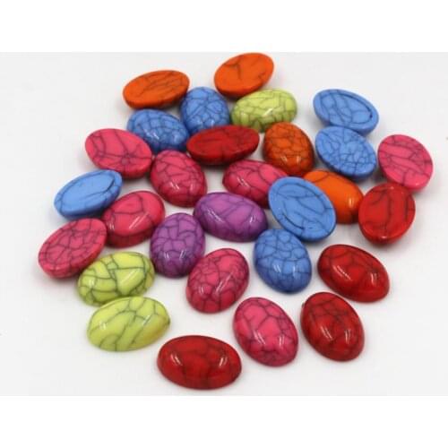 New Fashion 40pcs 13x18mm Mix Color Oval And Drop Flat Back Resin Cabochons Cameo