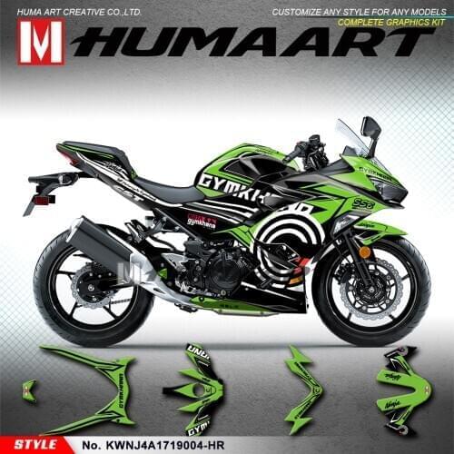 HUMAART Personalized Sticker Kit Decals Adhesive Graphics for Ninja 400 ABS 2017 2018 2019 2020 2021/ Ninja 250 2019 2020, Green