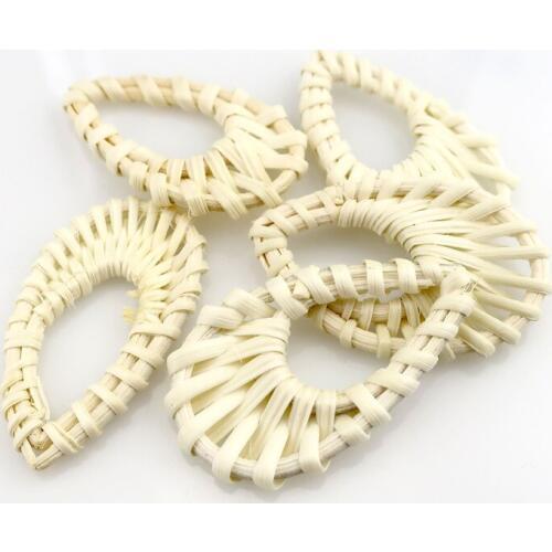 2pcs Handmade Rattan Weaving Round/Hoop/Circle/Ring/Water Drop Charm Beads For Earring DIY Jewelry
