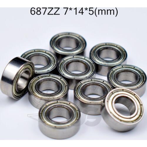687zz 7*14*5(mm) 10pieces bearing metal sealed free shipping ABEC-5 chrome steel miniature bearings hardware Transmission Parts