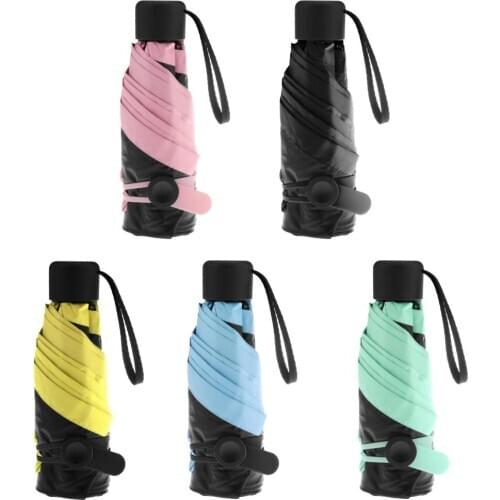 Foldable Windproof Anti UV Compact Parasol Umbrella 5 Folding Light Travel Women