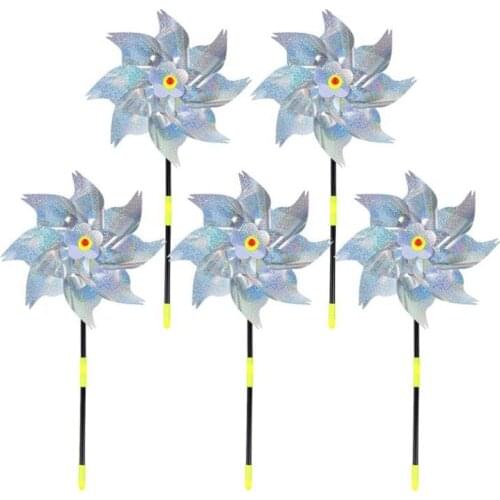 5 Pcs Reflective Wind Wheel,Anti Bird Windmill Bird Repeller Windmill Sparkly Pinwheels Bird Deterrent For Outdoor Lawn