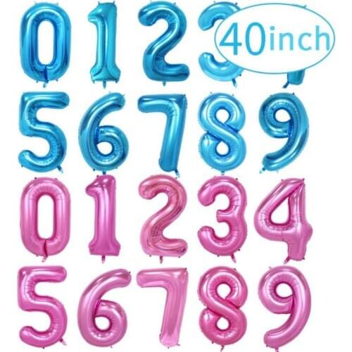 40 Inch Number Balloons Foil Balloon Gold Silver Blue Digital Globos Wedding Birthday Party Decoration Baby Shower Supplies