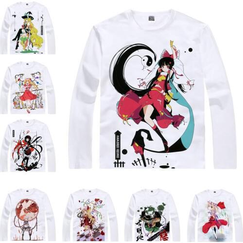 Coolprint Japanese Anime Shirt TouHou Project T-Shirts Multi-style Long Sleeve Hakurei Reimu Flandre Scarlet Cosplay Kawaii Gift